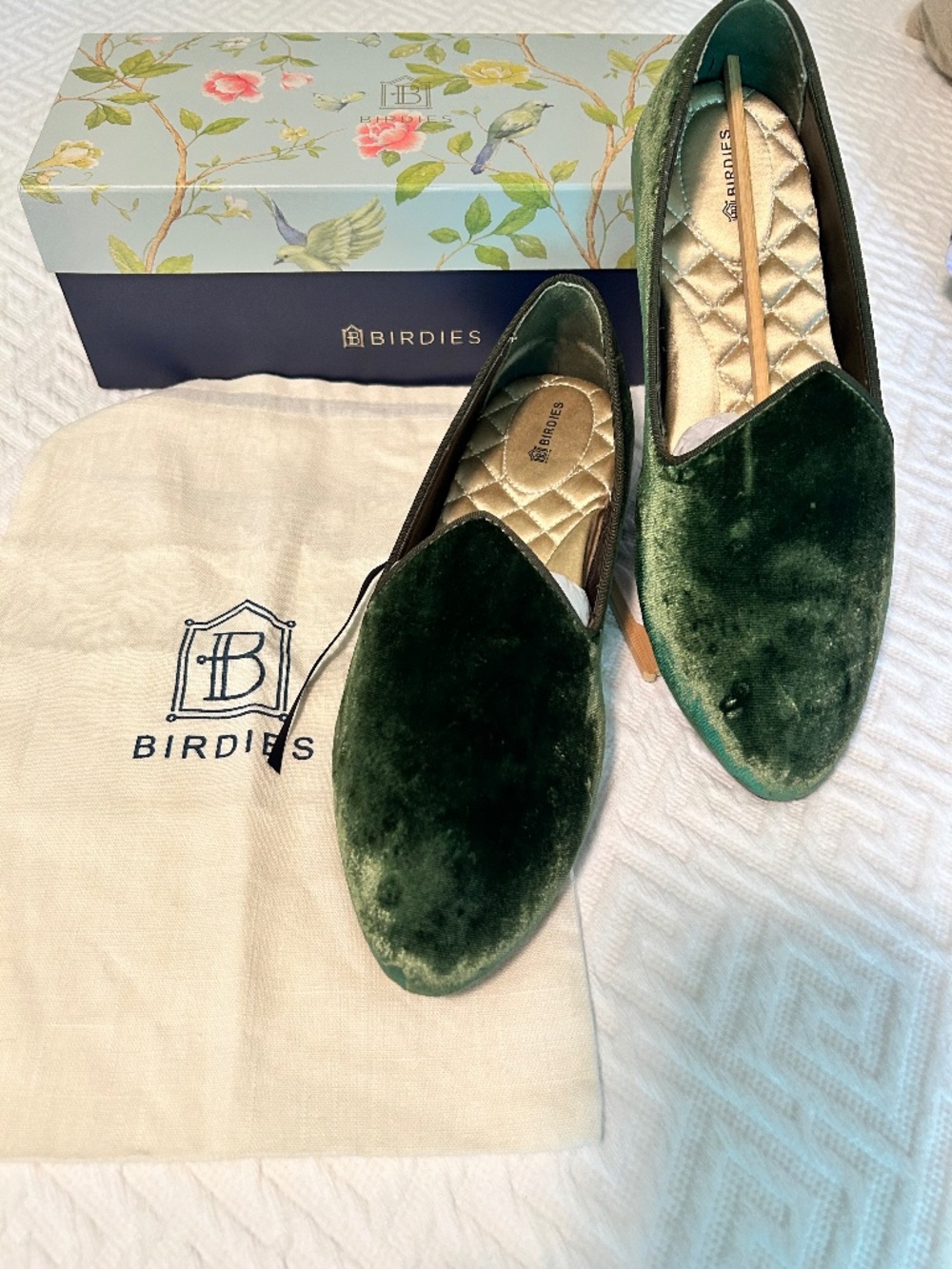 Birdies Green Velvet shoes